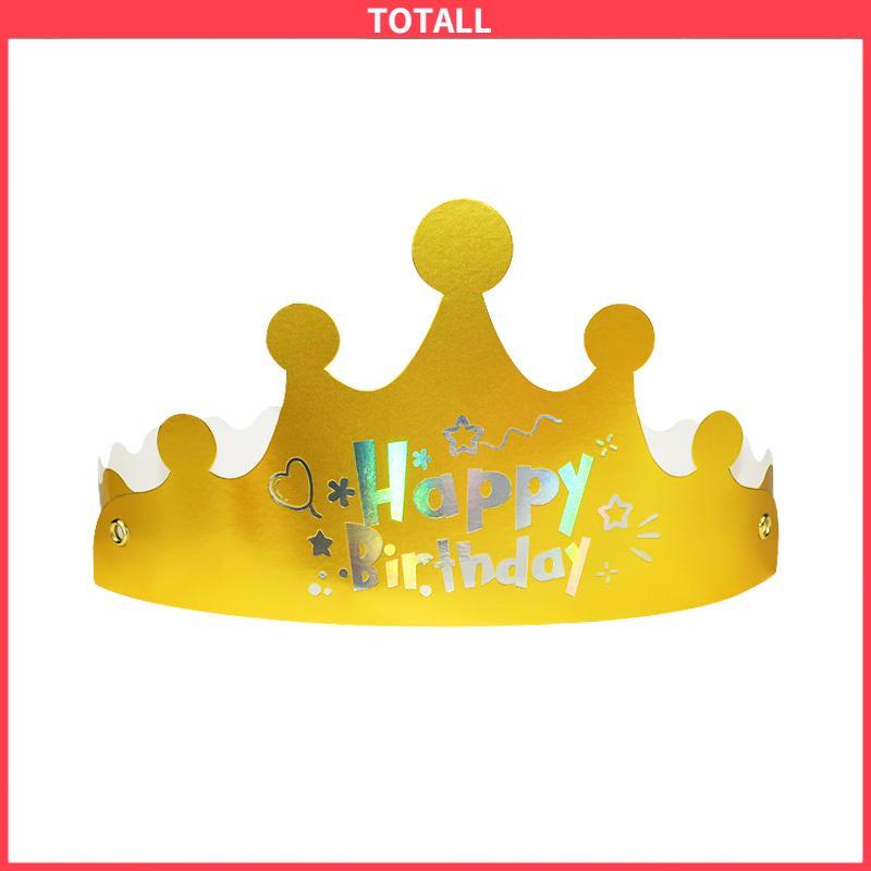 COD Topi ulang tahun yang dapat disesuaikan  ulang tahun dewasa anak-anak berbentuk kue  topi lipat mahkota pesta-Totall