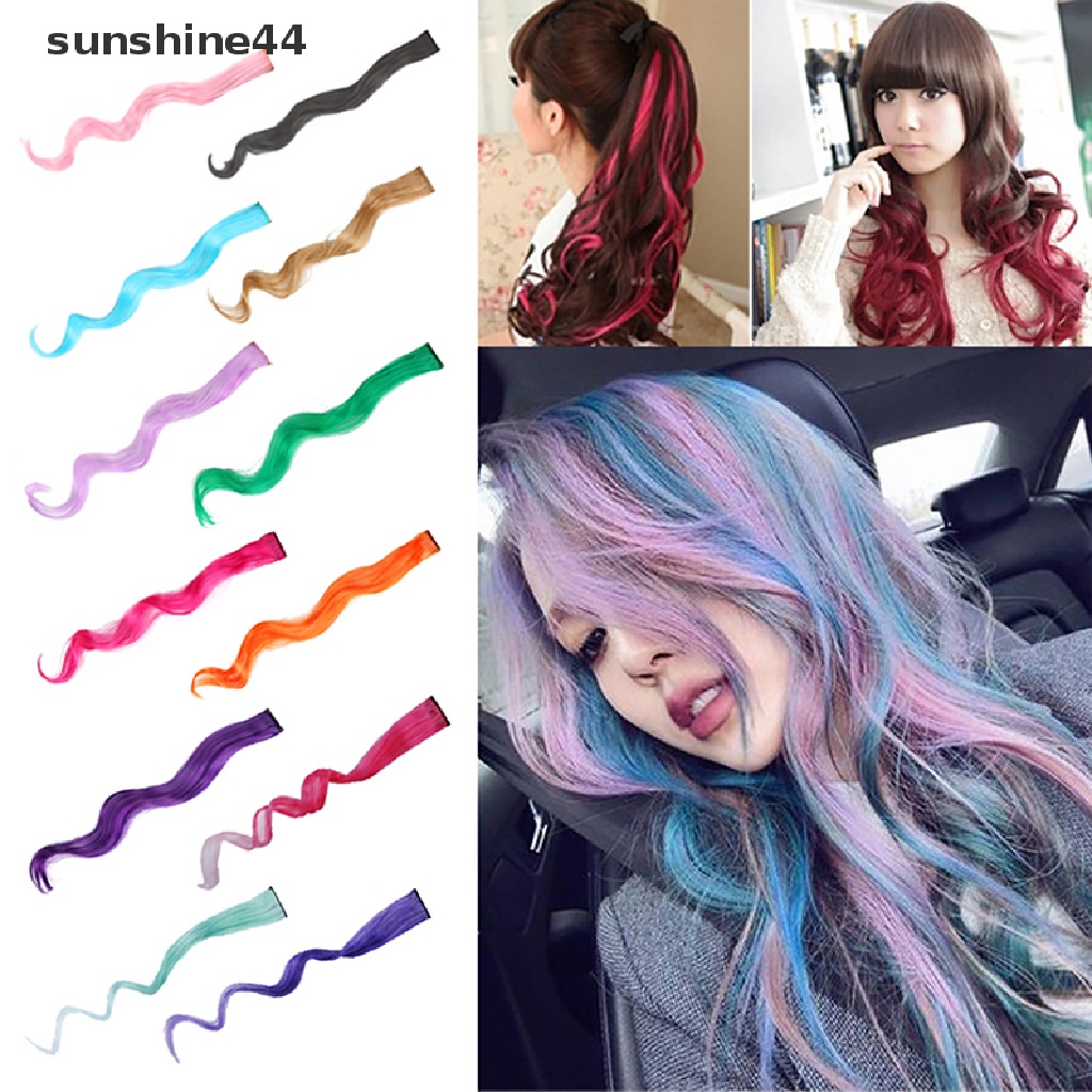 Sunshine Wig / Rambut Palsu Panjang Bergelombang Warna Gradasi Dengan Klip Untuk Wanita