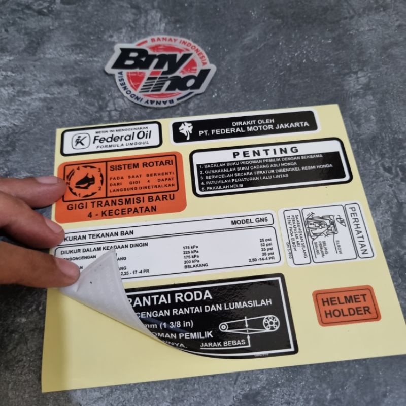 STICKER Stiker Penting Detail Pelengkap Honda ASTREA STAR PRIMA GRAND LEGENDA SUPRA