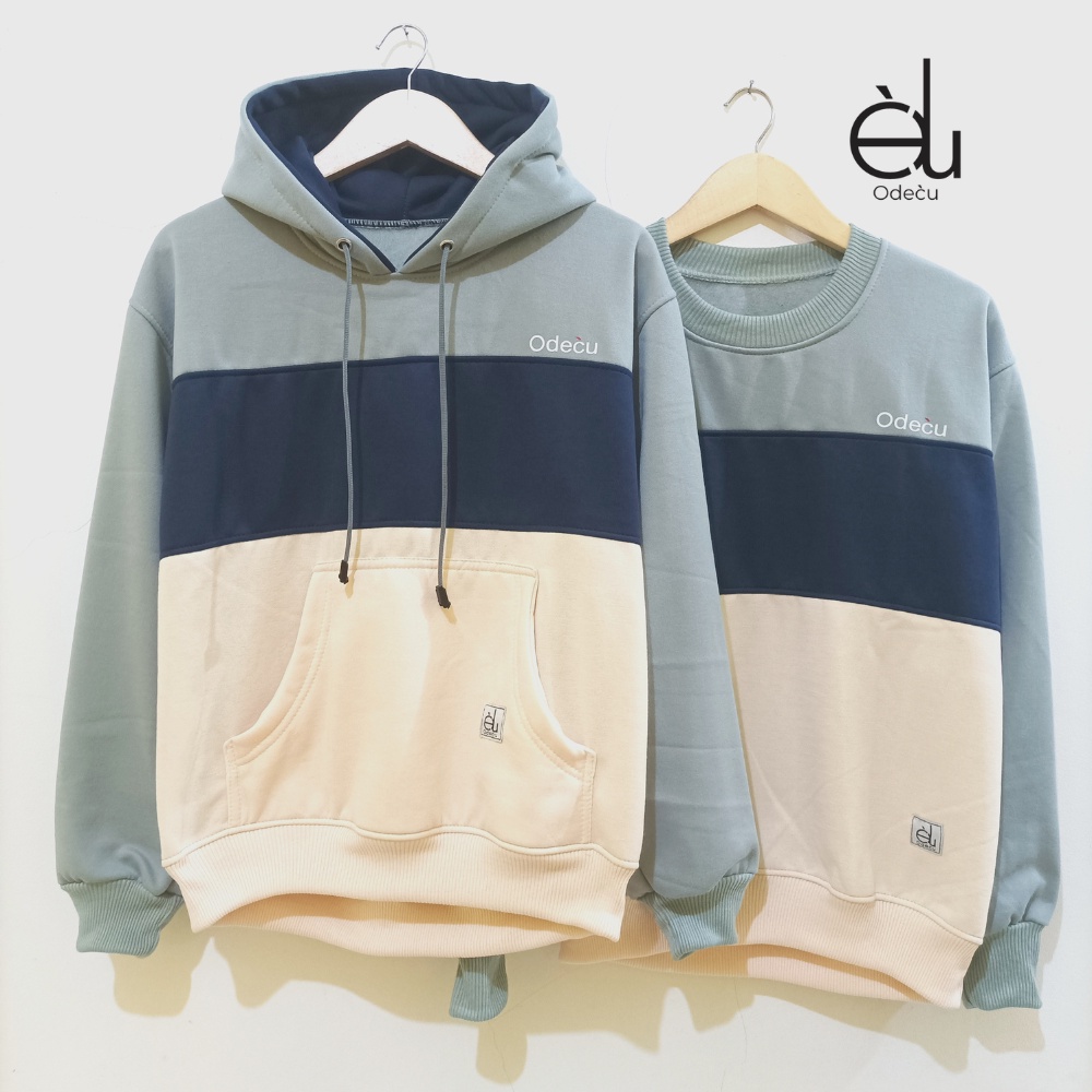 ODECU PREMIUM HOODIE VERTICAL SAGE NAVY VANILLA SWEATER OVERSIZE WANITA PRIA