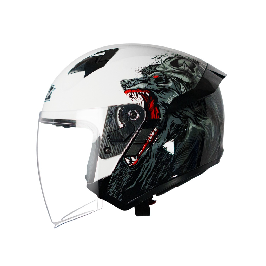 HELM RSV SV300 WOLF GLOSSY PAKET GANTENG IRIDIUM - RSV HALF FACE