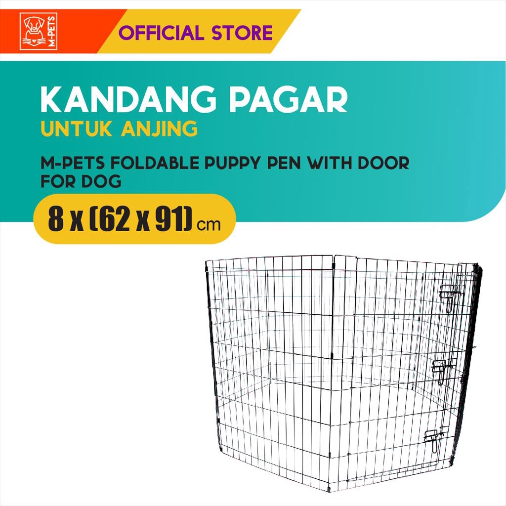 M-Pets Foldable Puppy Pen -  With Door / Kandang Pagar Anjing