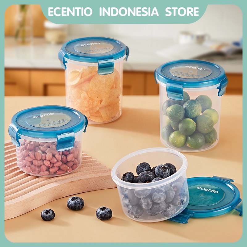 ecentio bulat kontainer makanan toples kotak snack container box tempat penyimpanan makanan anti bocor food storage Jar PP 300ml/500ml