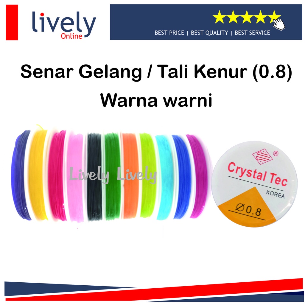 Tali Karet Gelang Kenur Senar Elastis Aneka Warna Crystal Tec Korea