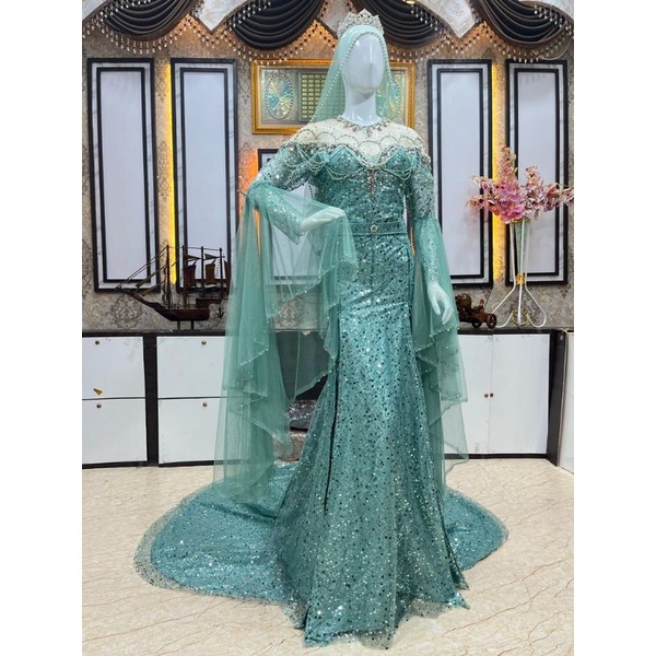 GAUN SPAN MEWAH/GAUN PENGANTIN MODEL SLIM MEWAH | KEBAYA AKAD MODERN