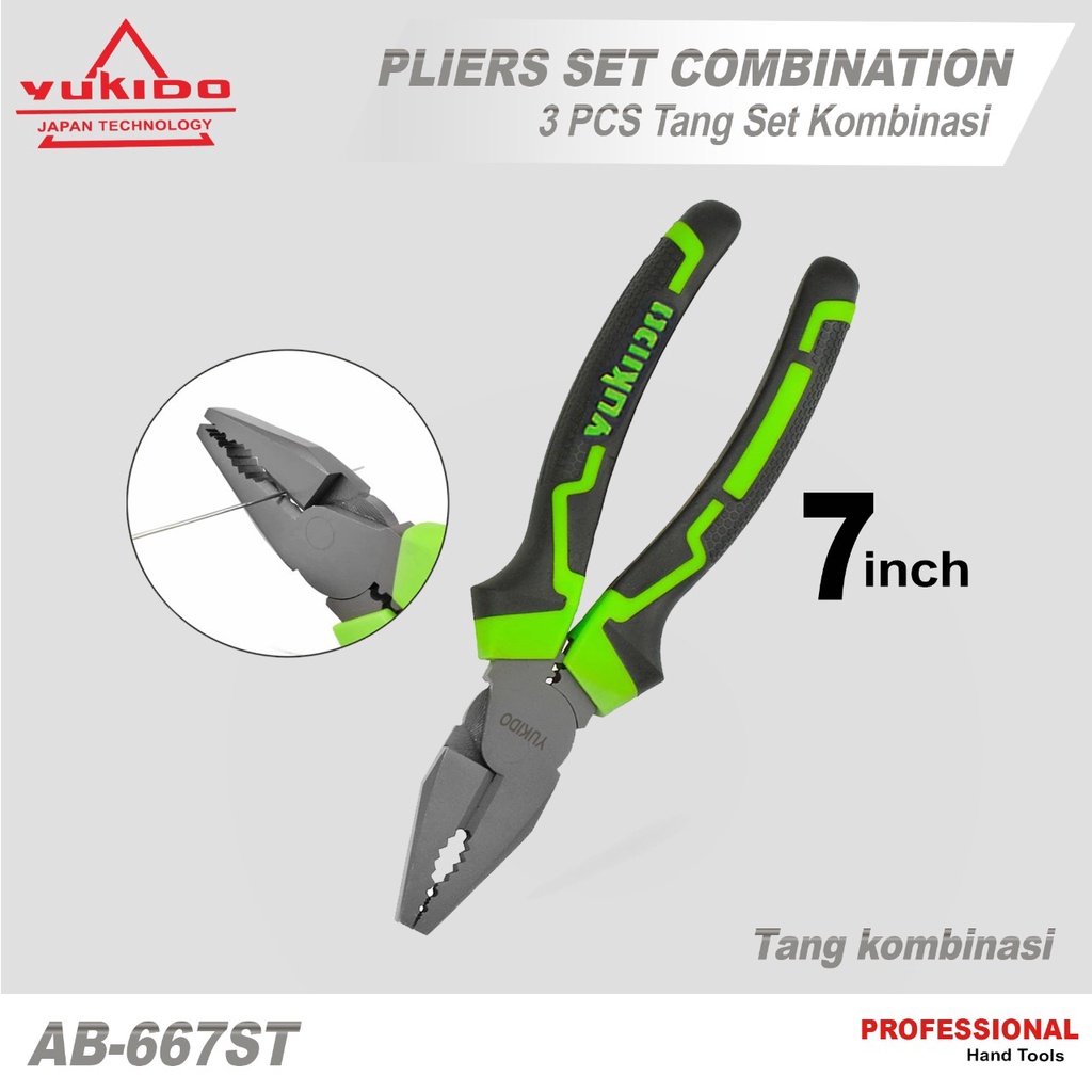 YUKIDO Tang kombinasi 7&quot; 7in 7 inch 7 inci Plier Combination Pliers Serbaguna TANG MULTIFUNGSI TANG LISTRIK