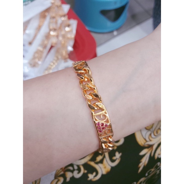 Gelan tangan wanita / gelang rante plat / yaxiya / xuping / lapis emas