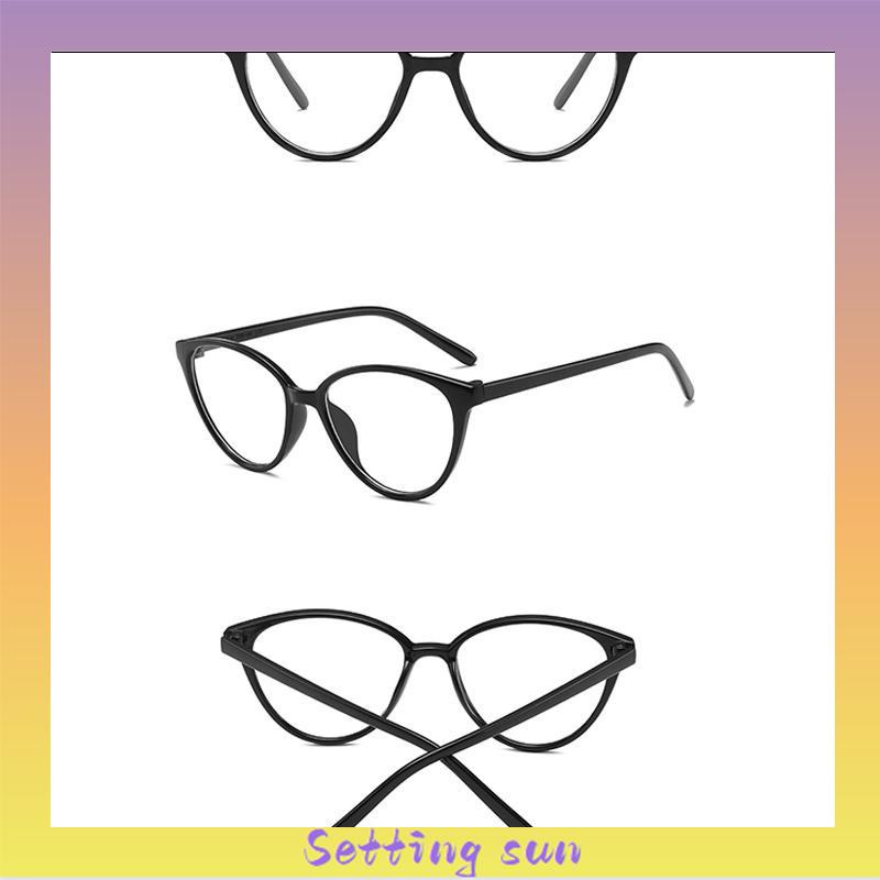 kacamata Korea Wanita Kacamata Anti Radiasi Retro Wanita Fashion Cat Eye Eyeglasses Versatile Optical Glasses UV400 Bingkai TN