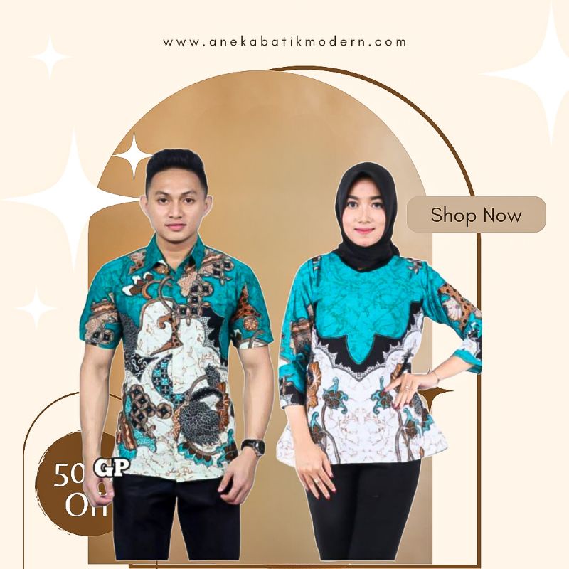 ATASAN BAJU BATIK COUPLE WARNA HIJAU TOSCA TOSKA BIG SIZE JUMBO M L XL XXL BATIK SARIMBIT KERJA
