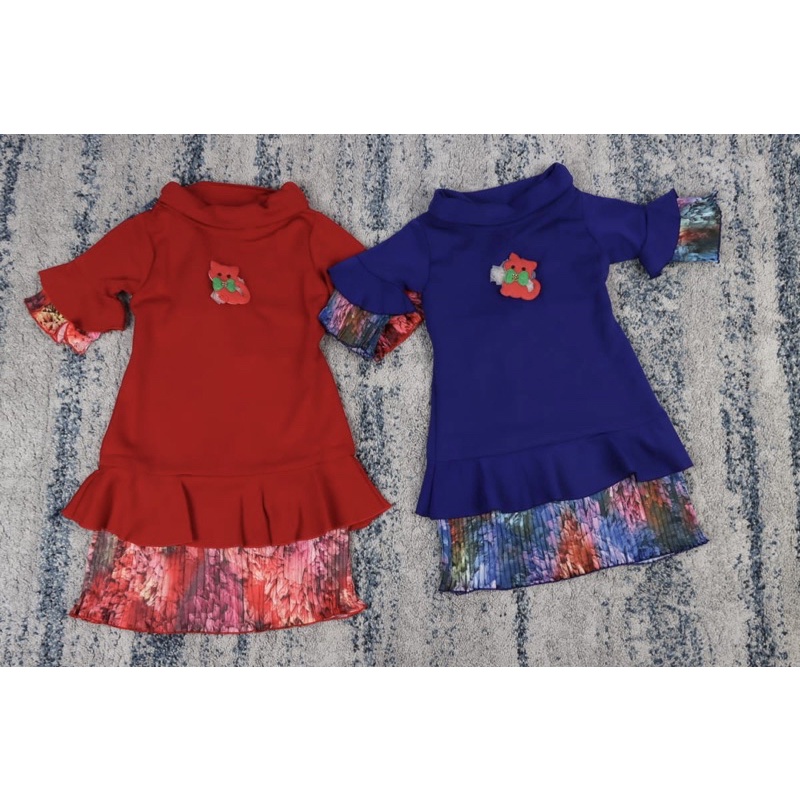 Dress Fashion Casual Anak Perempuan Model Rok Plisket