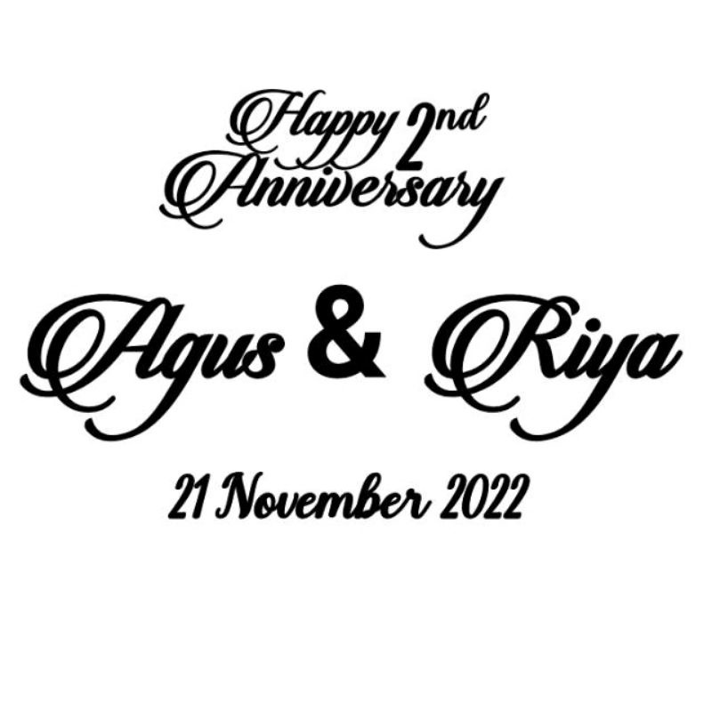 custom tulisan print kertas foto nama tanggal dan happy anniversary