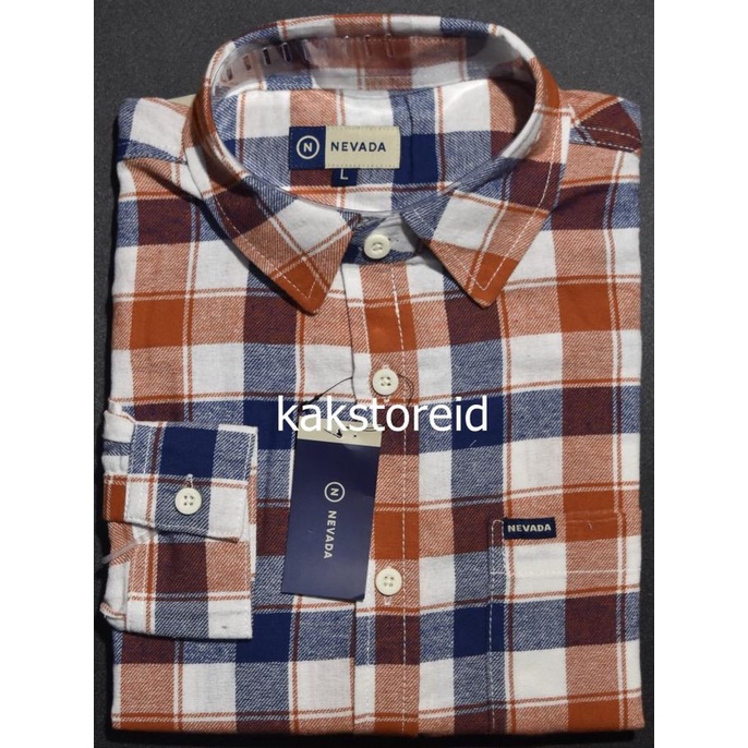 Kemeja Pria Nevada Oranye Lengan Panjang Nvd 210 Original Shopvina1
