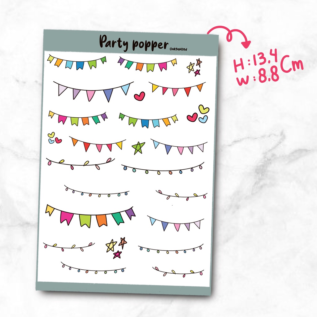 Jual sticker planner/bujo/stiker lucu/kawaii sticker/party popper