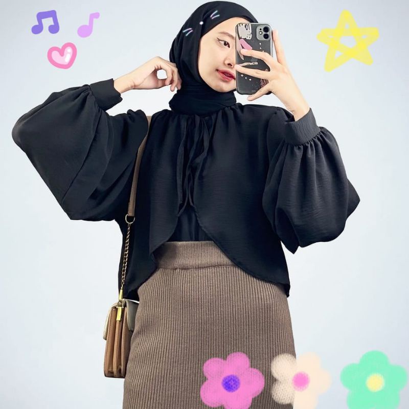Rompi Morina Jumbo Crincle Atasan Wanita Kardygan Outer Lengan Panjang Kekinian