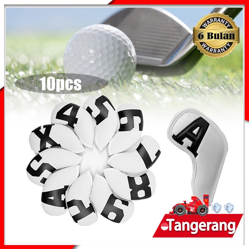 10pcs Sarung Stick Golf Iron set Reflective Kulit 10 Number Head Cover Cover Stik Golf/ Golf Iron Head Covers/ Golf Set Iron Cover