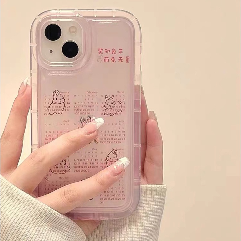 Soft Case Silikon TPU Transparan Motif Kelinci Pink Untuk IPhone 14 13 11 12 Pro XS Max XR X 8 7 6S Plus