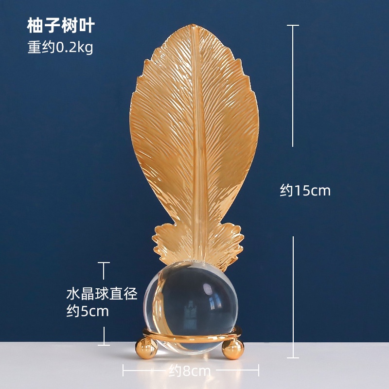 Bola Kristal Leaf Daun Gingko Turtle Mewah Aesthetic Pajangan Crystal Dekorasi meja Emas besi Hiasan