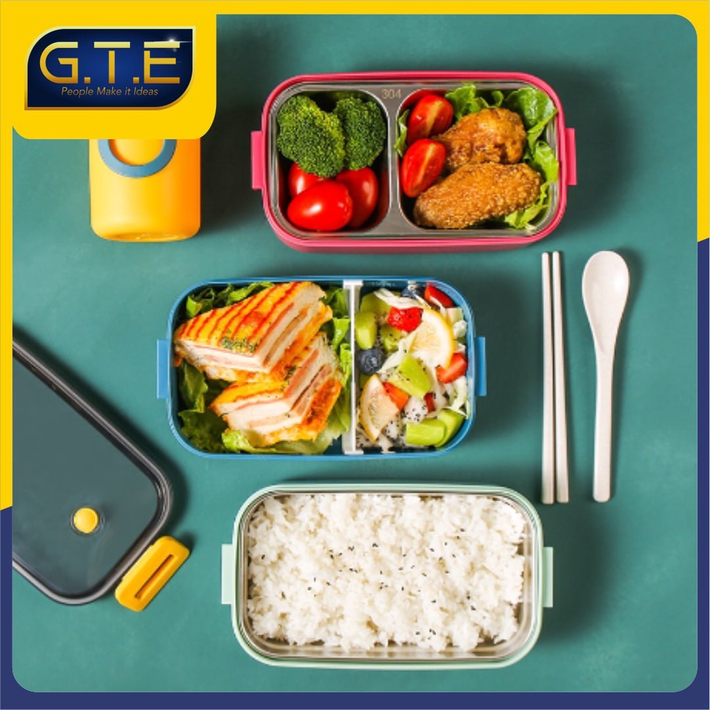 GTE | LUNCH BOX KOTAK MAKAN KOTAK BEKAL SINGLE | DOUBLE-LAYER KAPASITAS BESAR 800ML/1600ML | KOTAK MAKAN SIANG