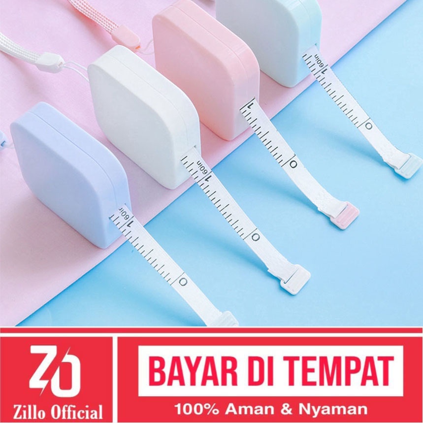 ZILLO Meteran Baju Alat Pengukur Baju Meteran Kotak Portable Alat Ukur Baju Badan Warna Pastel Soft