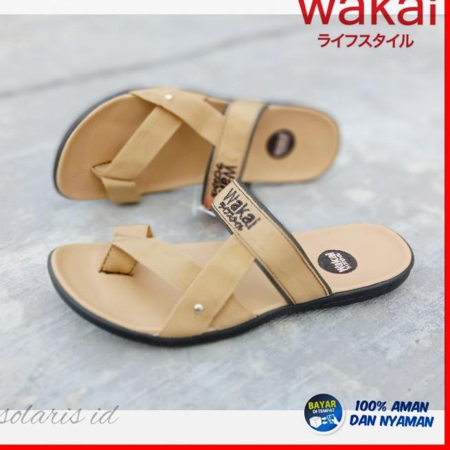 Sandal Selop pria Impor murah - Sandal keren Cowok slip on flat - Cokelat, 39