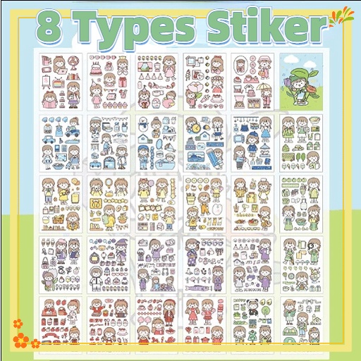 [Ready Stock❤️COD]Stiker Motif Kartun Korea Lucu Anti Air Dekorasi Handbook Scrapbook DIY -Doo