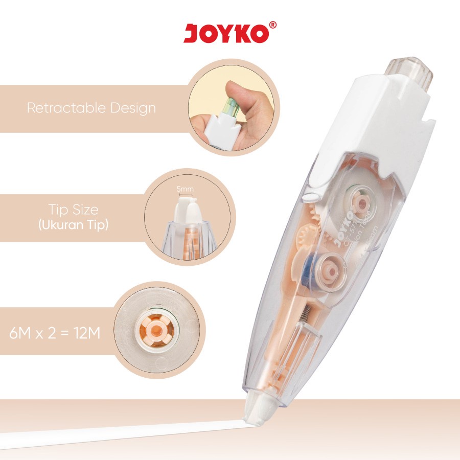 

Joyko Correction Tape Pita Koreksi CT-571 12m x 5mm Pcs