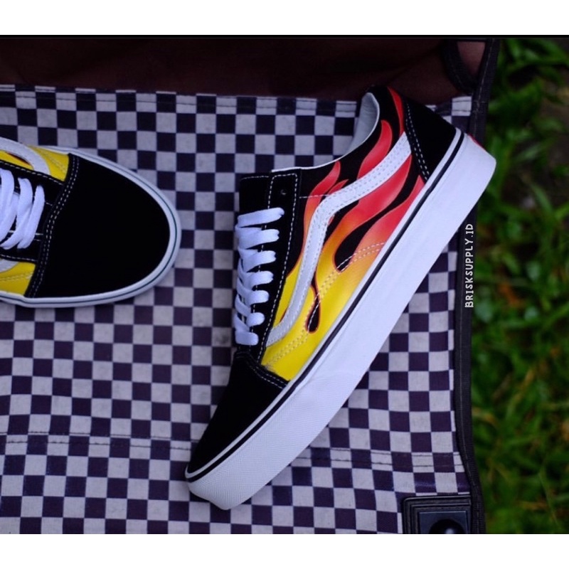 VANS OLD SKOOL FLAME BLACK TRUE WHITE ORIGINAL