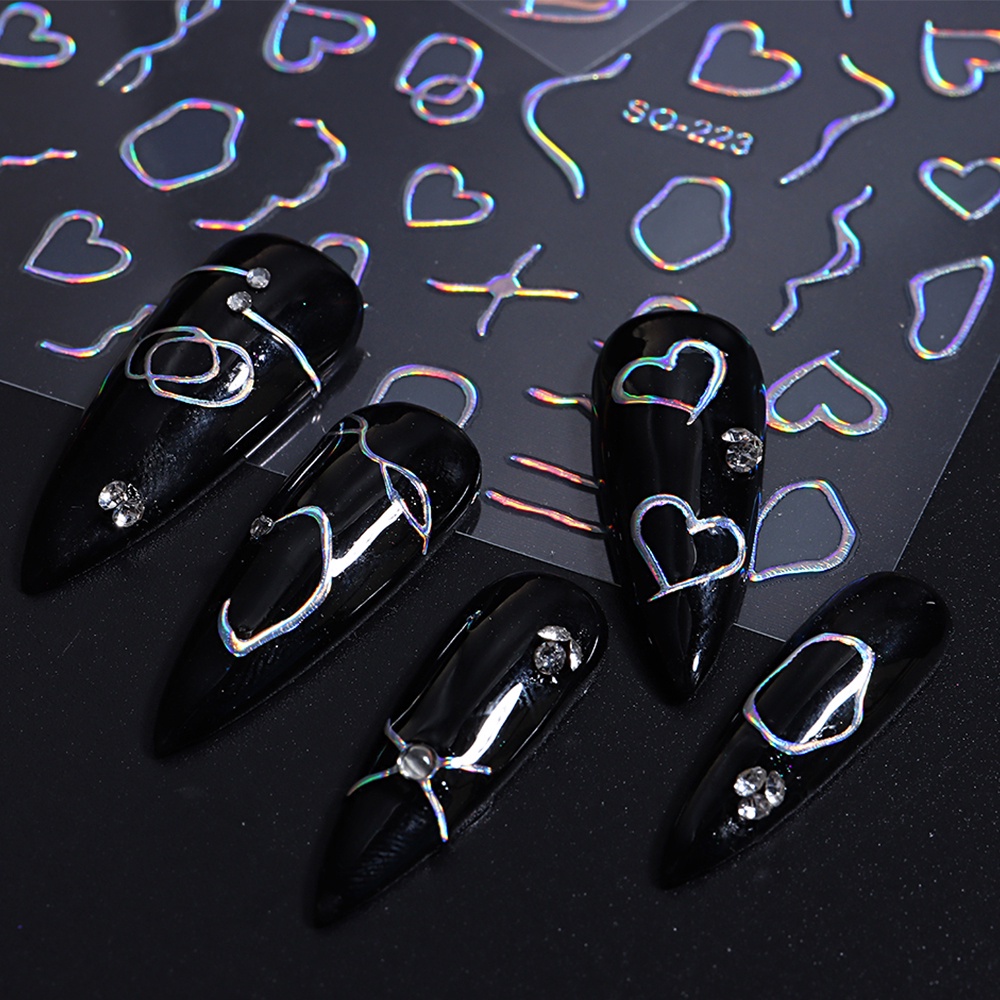Stiker Kuku 3D Bentuk Spiral Warna Emas Untuk Nail Art