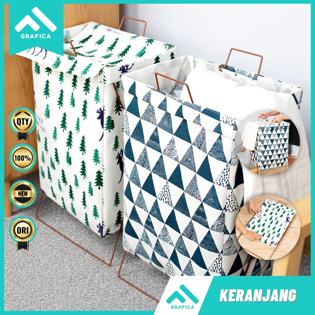 KERANJANG BAJU LAUNDRY LIPAT PORTABLE TEMPAT PENYIMPANAN TAS BOX BAJU LAUNDRY PAKAIAN KOTOR BAJU KOT