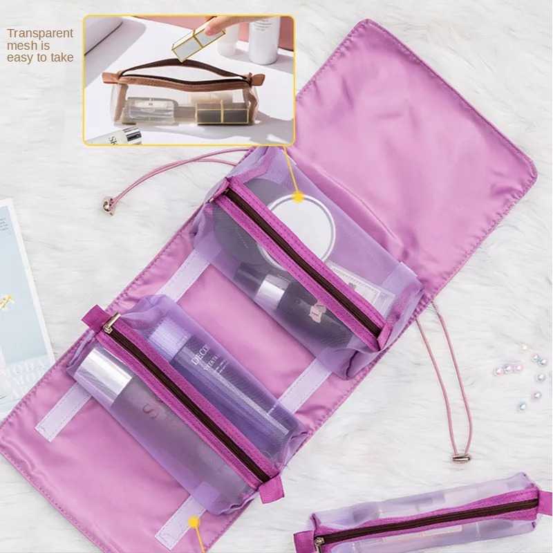 LEEGOO Tas Make Up 4 in 1 Roll Portable Organizer Make Up Pouch