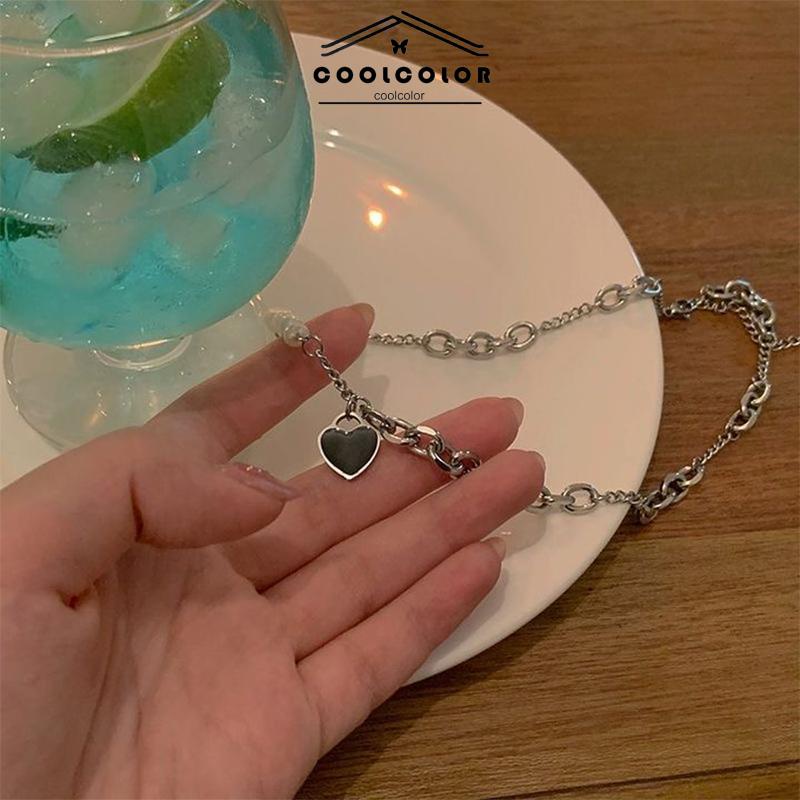 COD❤️Kalung Jahitan Mutiara Tiruan Cinta Perempuan Manis Keren Aksesoris Mewah Cahaya Serba Cocok- cl