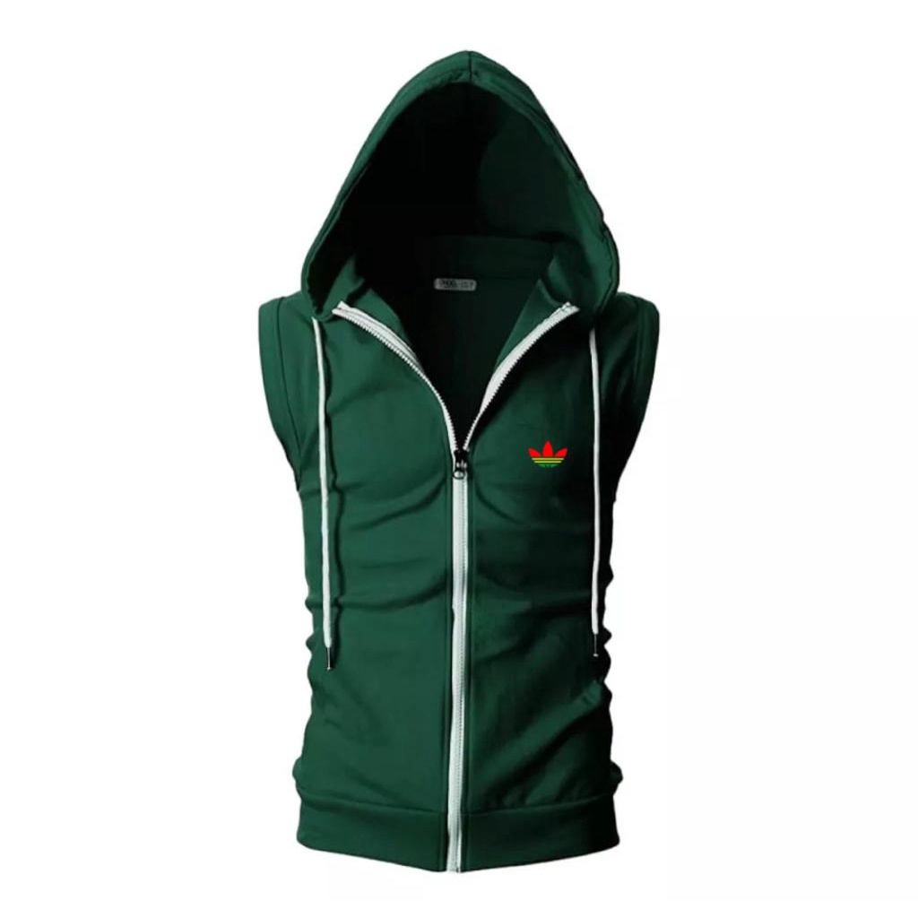 Rompi Fleece Hoodie Zipper Pria Dewasa / Hoodie Zipper Tebal Pria Dewasa Tanpa Lengan