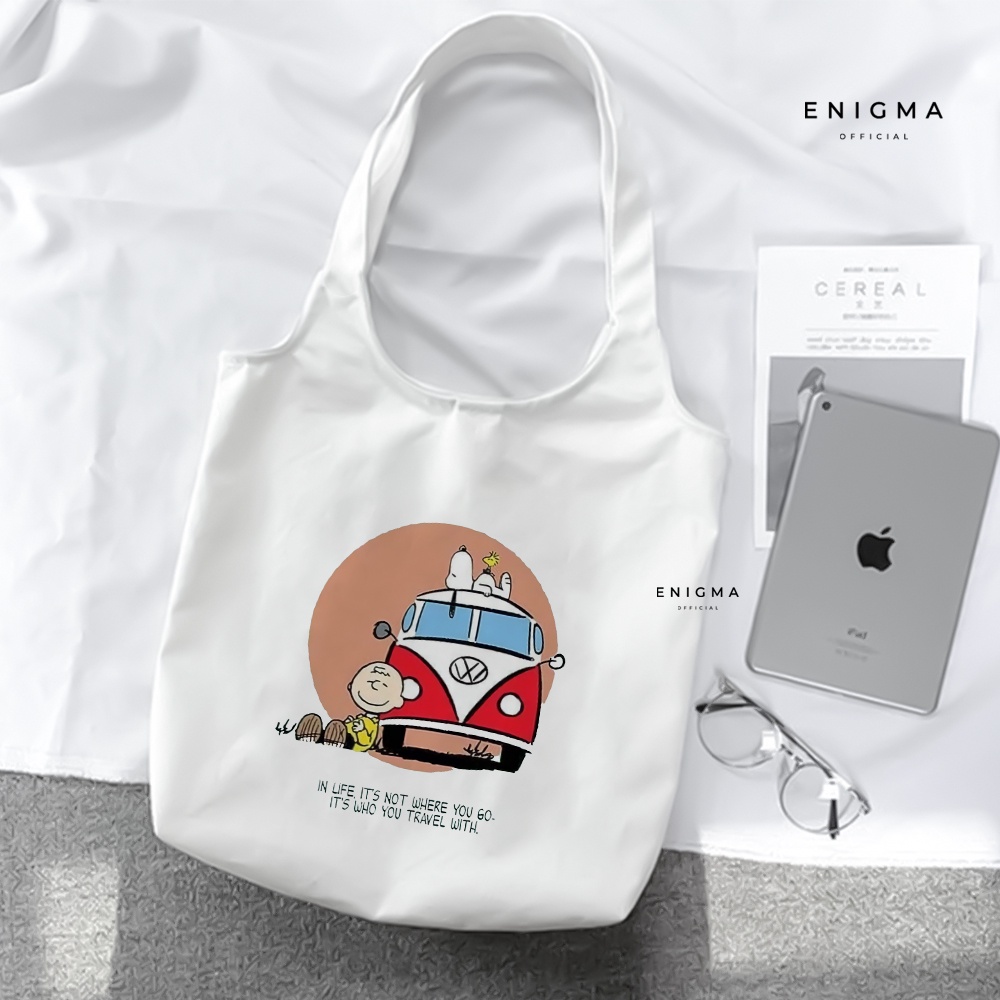 TERBARU TOTEBAG KANVAS PREMIUM TERBAIK DEJAVA COLLECTION SNOOPY ESTETIK TERKEREN