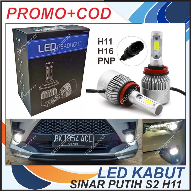 LAMPU FOGLAMP LED MOBIL KABUT BUMPER S2 H11 H16 TAFF LED COB 2 SISI  SINAR PUTIH TERANG AVANZA XENIA