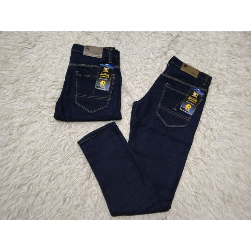 celana jeans panjang pria slim fit warna biru Dongker