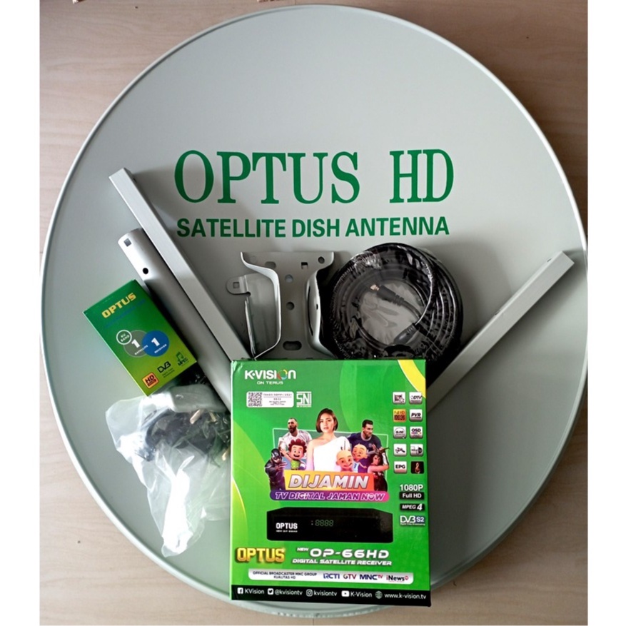 OPTUS  RECEIVER HD lengkap Dish 60cm +LNB + Kabel gratis tayangan paket FILM & BEIN & Cling ( TV Nas