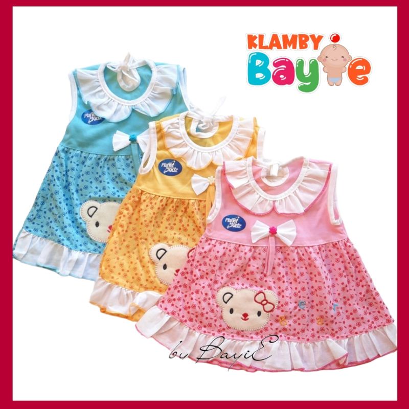 PLANET KIDZ Dress Rok Bayi 0-6 Bulan Motif Bear Terang / Baju Bayi Anak Perempuan Murah Lucu Bagus