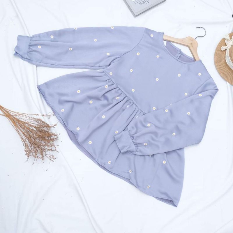 Kayla - Atasan Panjang wanita Crinkle Daisy | Blouse | Blus