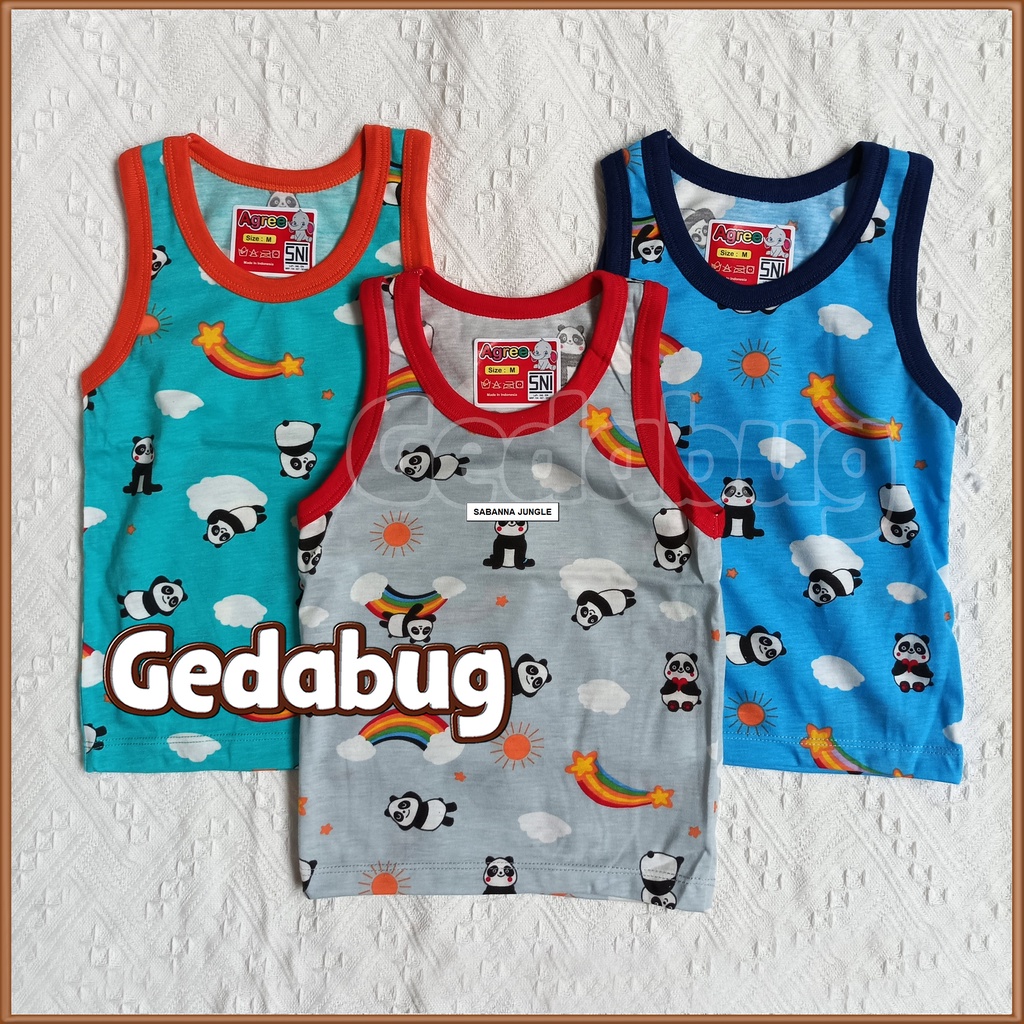 3 Pcs - Singlet Agree SM - 021 Panda | Singlet anak Motif Lucu dan Berkualitas | Gedabug