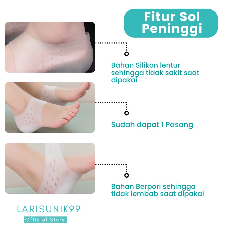 Insole Peninggi Badan Insole Sepatu Wanita Pria Sol Sepatu Peninggi Badan Silikon Lembut Nyaman Original