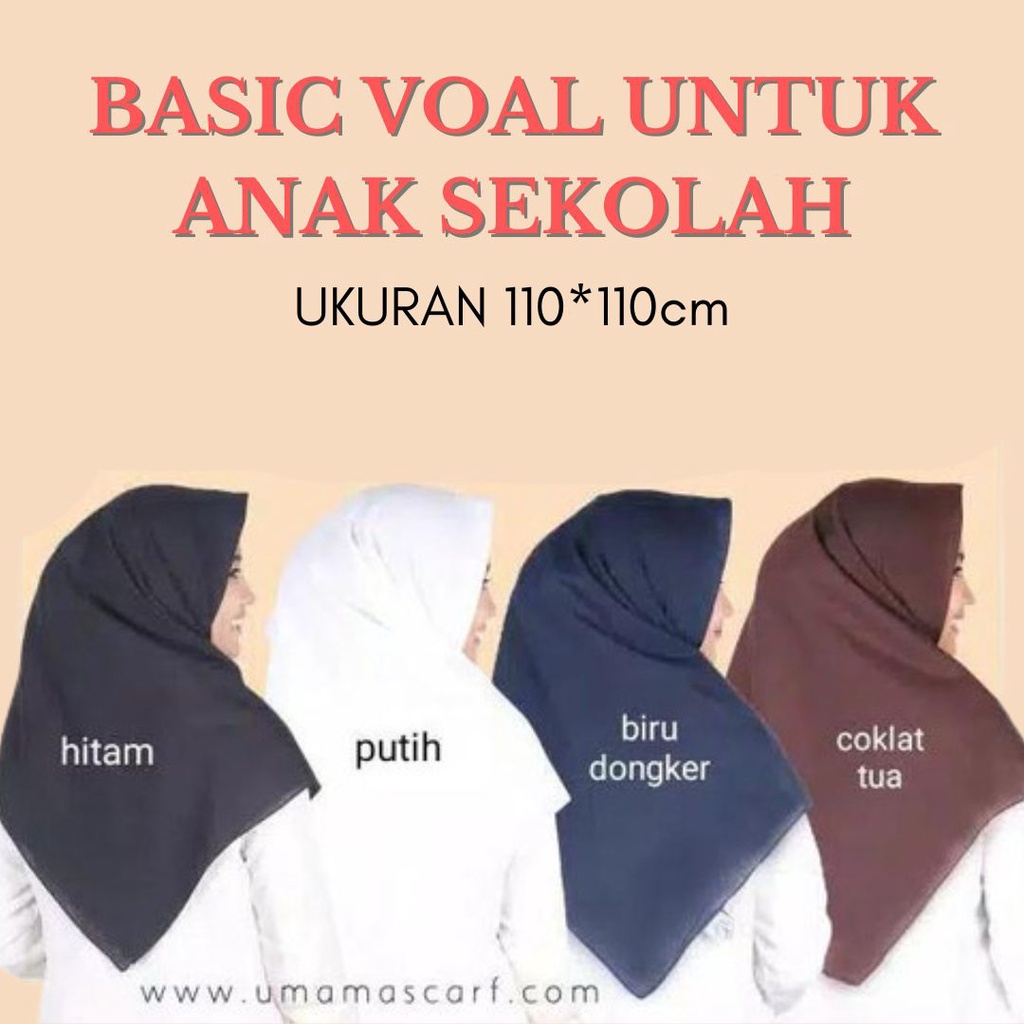 JILBAB VOAL FOREVER BY AZARA / KERUDUNG ANAK SEKOLAH VOAL ULTRAFINE / HIJAB SEGI EMPAT UNTUK ANAK SEKOLAH