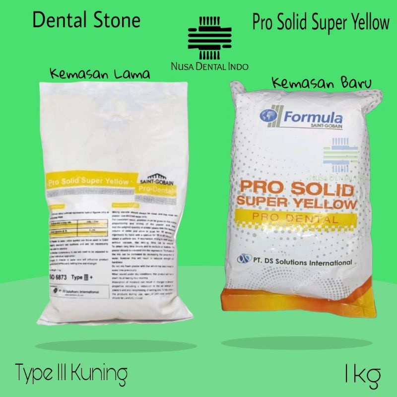 Jual Dental Gips Stone Maldano Pro Solid Super Yellow Type III Kuning bahan cetak Gigi Palsu