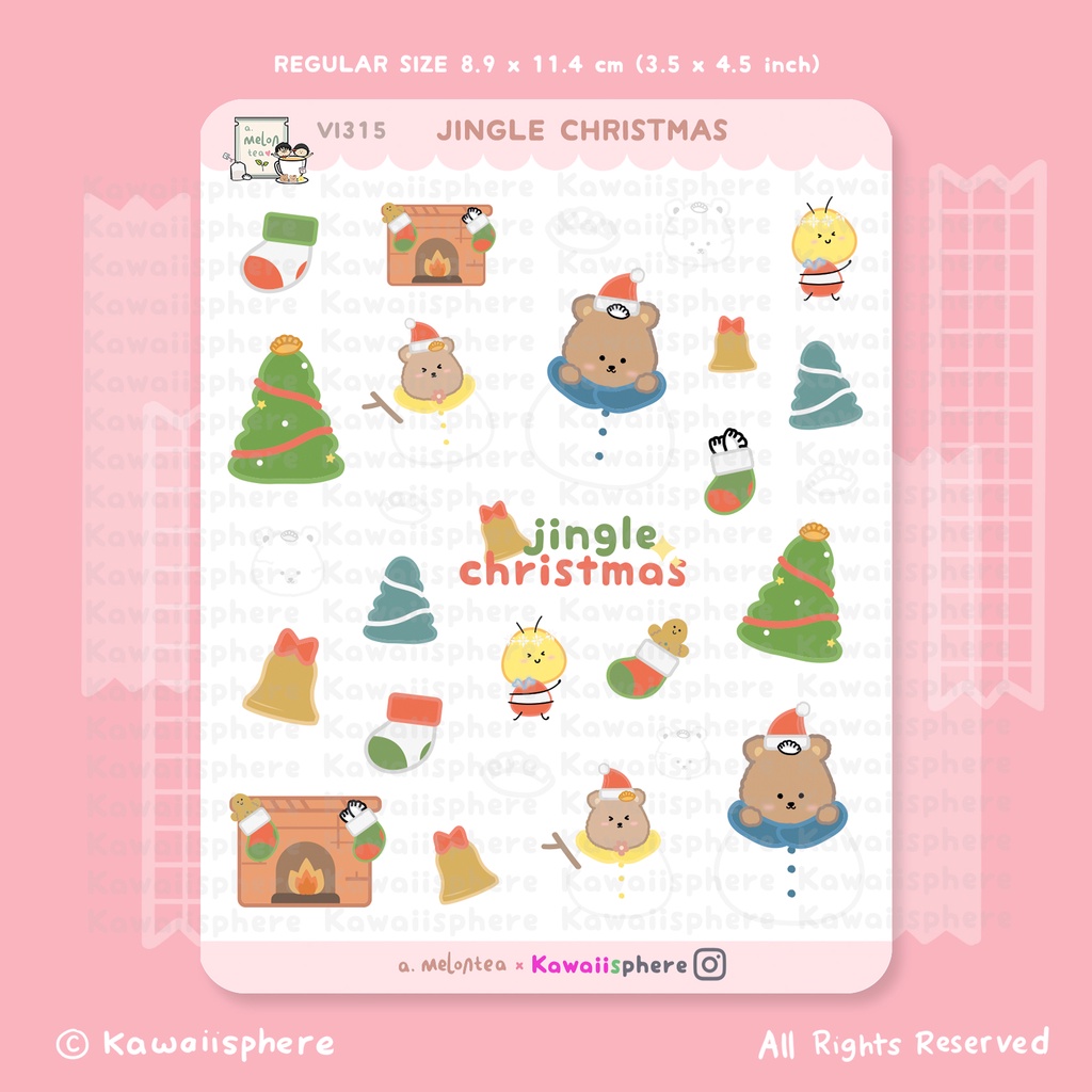 

Jingle Christmas | VI315 a.melontea x Kawaiisphere | Sticker Natal | Sticker Journal / A6-Ring Binder