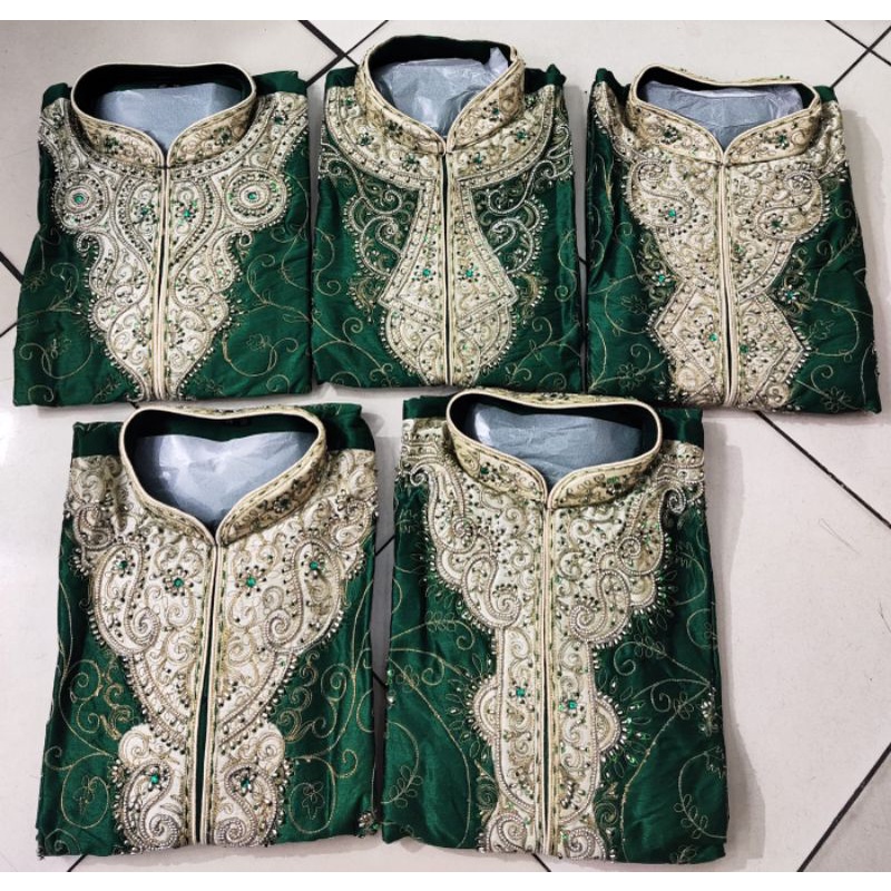 Kurta Sherwani Pria Baju India Pria Hijau Size Lengkap 38-40-42-44-46