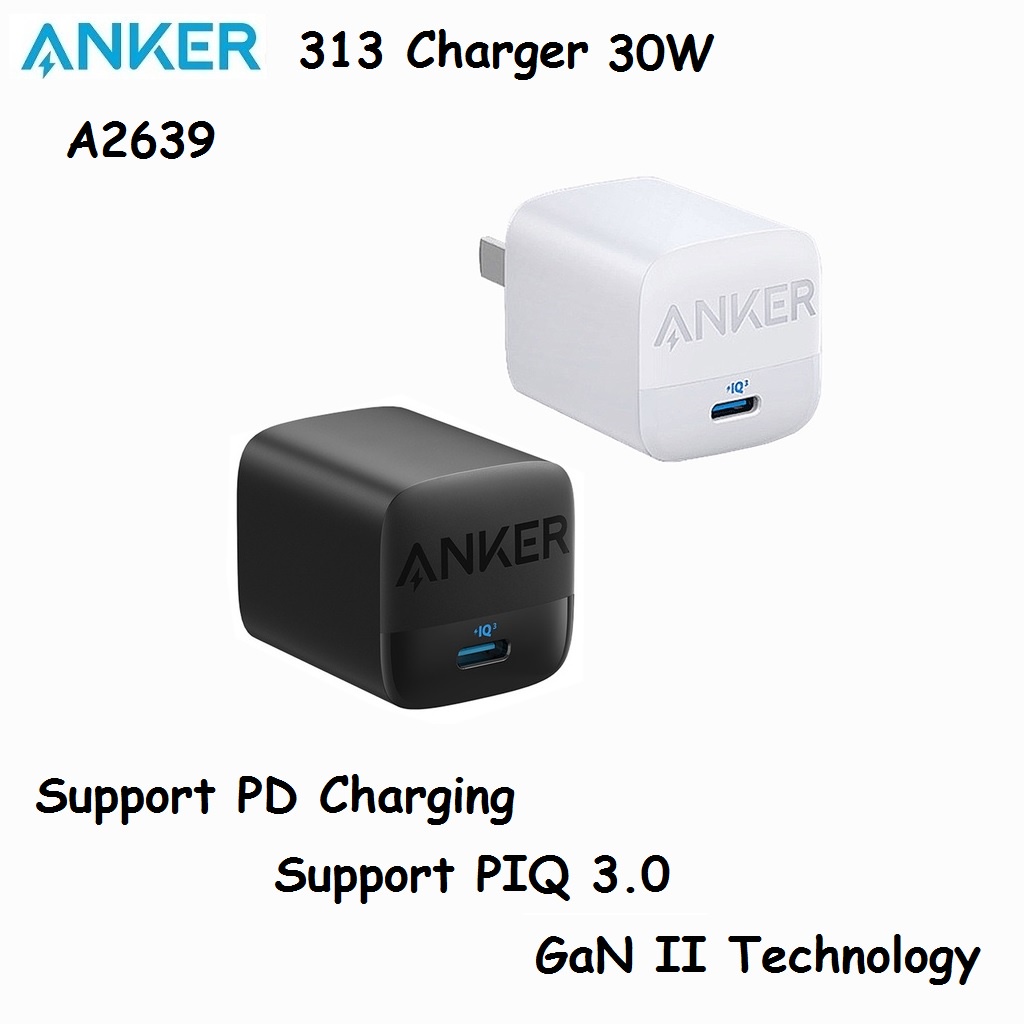 ANKER A2639 - 313 Charger GaN 30W - PD and PIQ 3.0 - Charger Mini 30W - Charger Super Mini 30W dari ANKER
