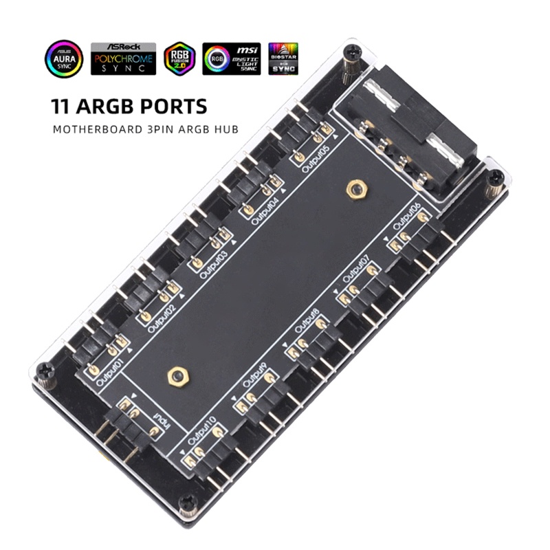 Btsg 10port Untuk Lampu RGB Beralamat 1sampai10 Multi Way Hub Splitter 5V/3PIN Adaptor Hub RGB