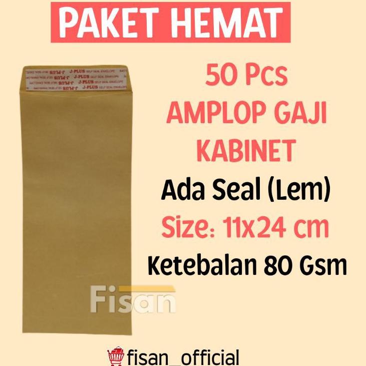 

メ 50 Pcs Amplop Coklat Polos Kabinet Gaji Seal Lem ㄻ