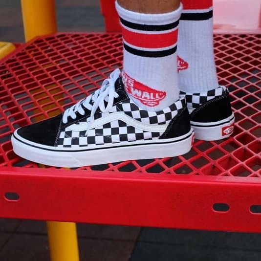 Vans Oldskool Checkerboard Motif catur kotak hitam putih Sekolah Kerja Kuliah Kado Hadiah Black White