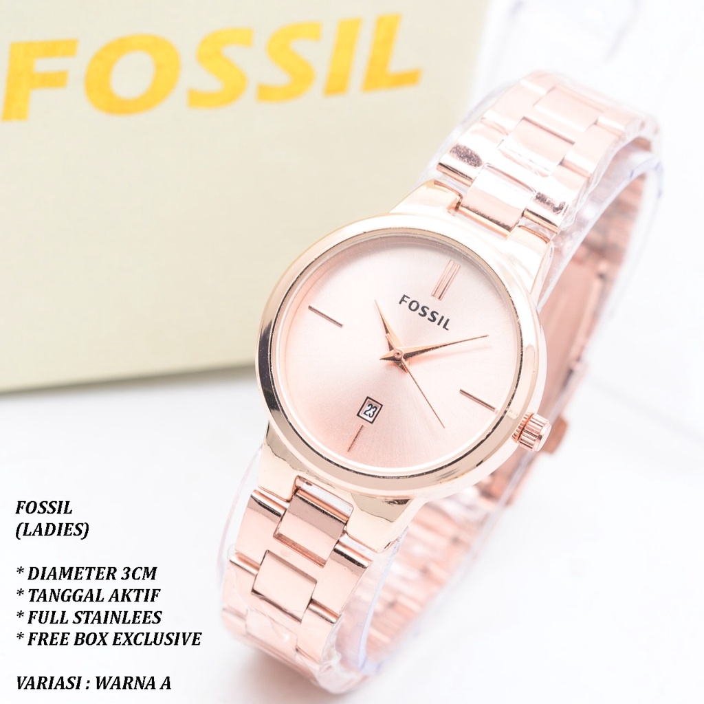 (FREE BOX) JAM TANGAN WANITA FASHION RANTAI BODY BULAT TANGGAL AKTIF