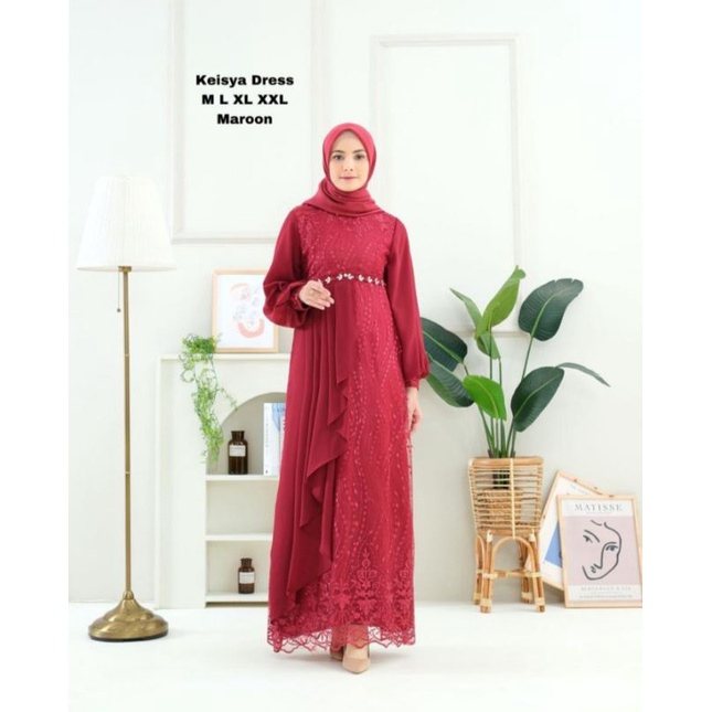 GAMIS MUSLIM//GAMIS PESTA//GAMIS BRUKAT TULLE//DRESS KEISYA ORIGINAL